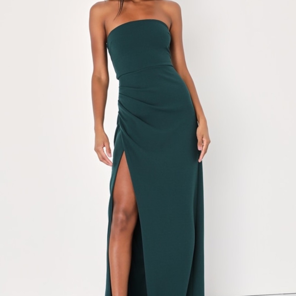 Lulu's Foxy Emerald Strapless Maxi Dress NWT